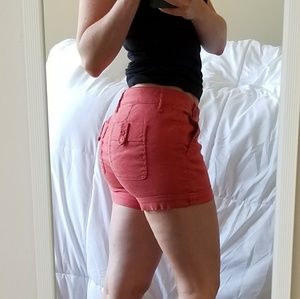 Anthropologie Level 99 Coral Linen Blend Shorts